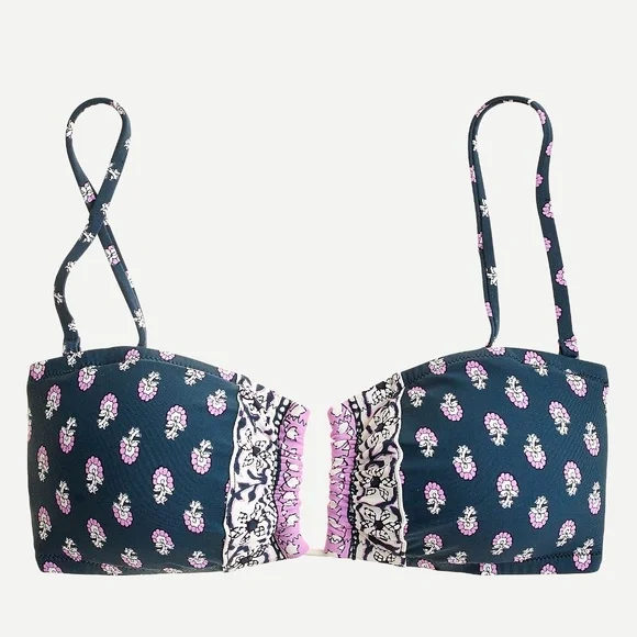 J.Crew • U-front Bandeau Bikini Top in Best Buds • Size XS - Picture 1 of 4